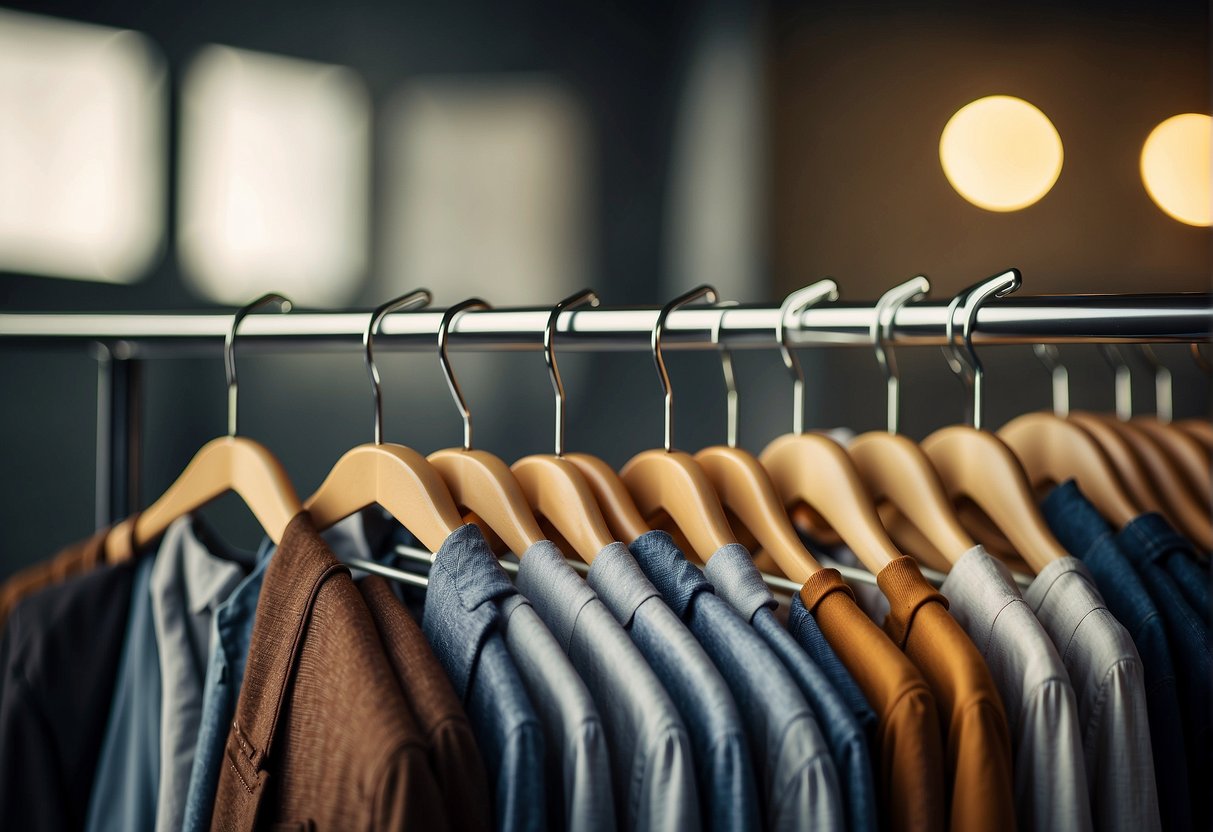 A standard clothes hanger measures 17.5 inches in width, with a height of 9.5 inches